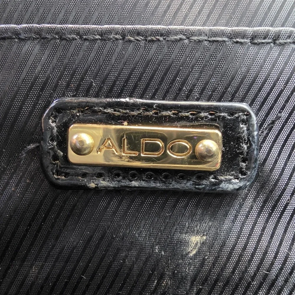 ALDO Black Patent Envelope Clutch Chain Strap Evening Crossbody Bag